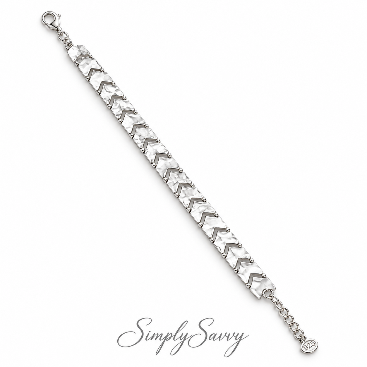 Pre-Owned Silpada Sterling Silver Hammered Chevron Link Bracelet – Retired Design