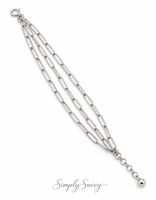 Load image into Gallery viewer, Pre-Owned  Silpada Sterling Silver Triple Strand Paperclip Link Bracelet – Retired Design
