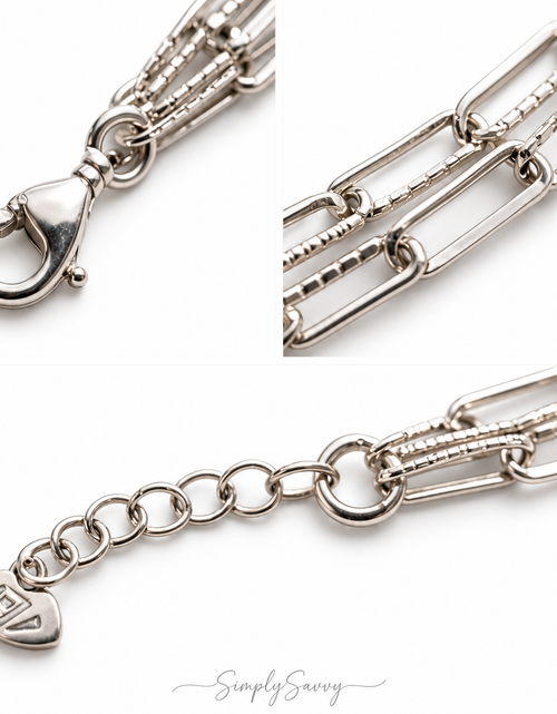 Load image into Gallery viewer, Pre-Owned  Silpada Sterling Silver Triple Strand Paperclip Link Bracelet – Retired Design
