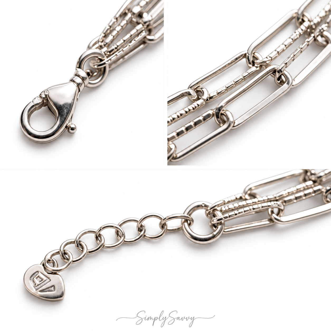 Pre-Owned  Silpada Sterling Silver Triple Strand Paperclip Link Bracelet – Retired Design