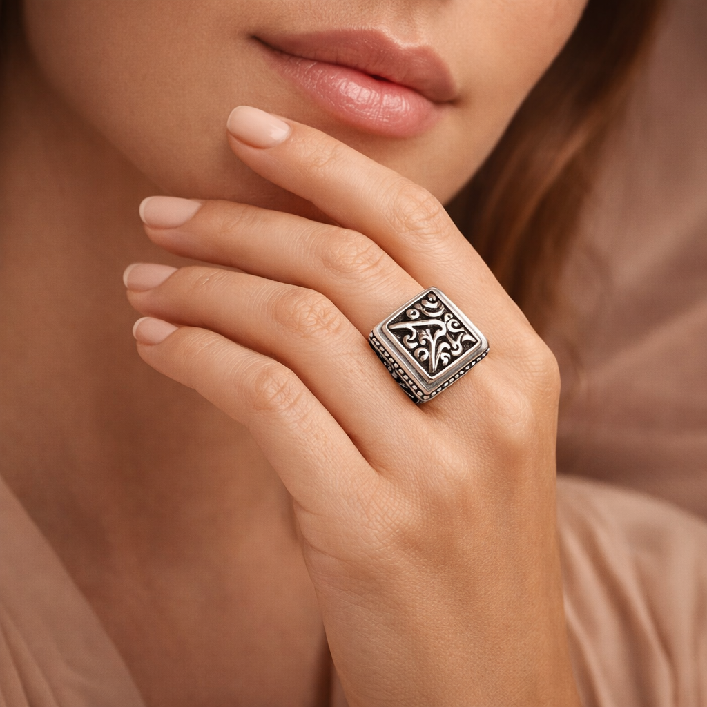 Simply Savvy Men’s Bali Sterling Silver Signet Ring Square Filigree 925 Artisan Statement Ring