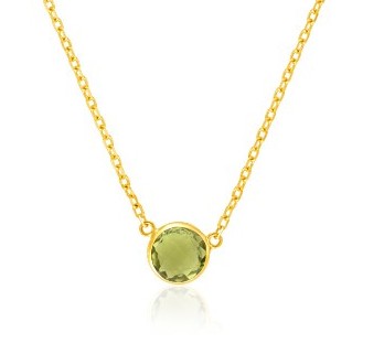 14K Yellow Gold Round Peridot Necklace – 17 Inches