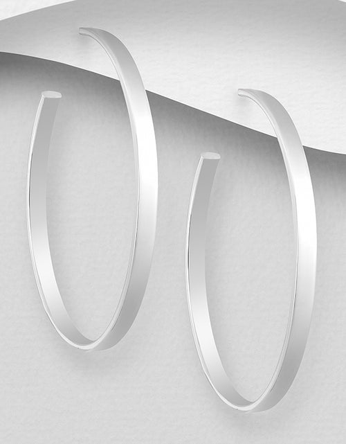 Load image into Gallery viewer, 925 Sterling Silver “Modern Sculptural Hoop Earrings”
