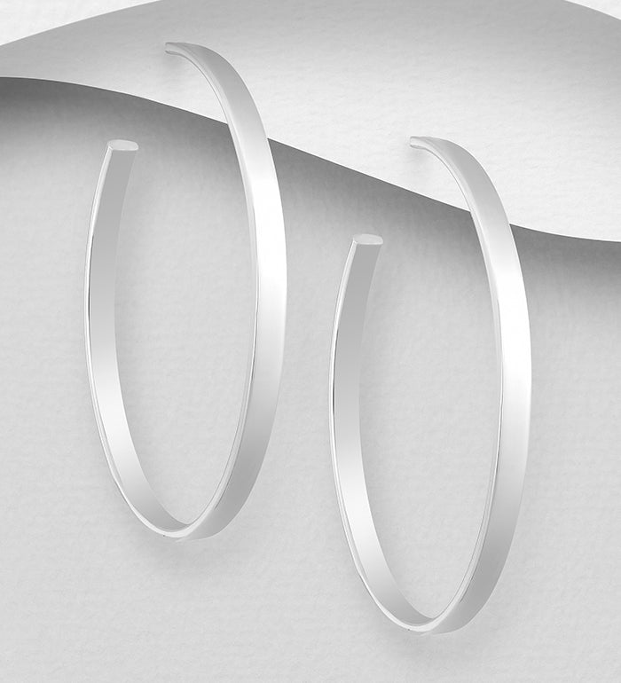925 Sterling Silver “Modern Sculptural Hoop Earrings”