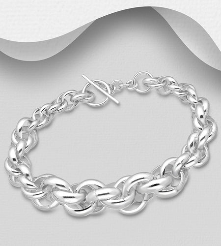 Bold 925 Sterling Silver Double-Link Chain Bracelet | Heavy Statement Piece