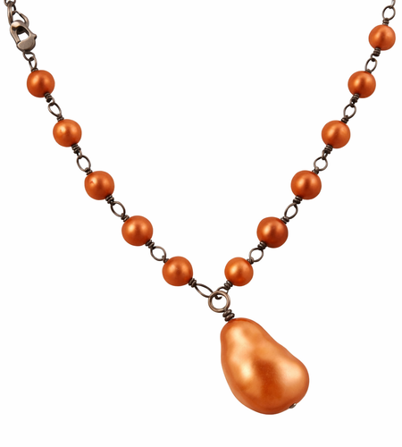 Pre-Owned Silpada Copper Freshwater Pearl Necklace - Retired Design