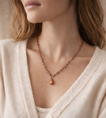 Pre-Owned Silpada Copper Freshwater Pearl Necklace - Retired Design