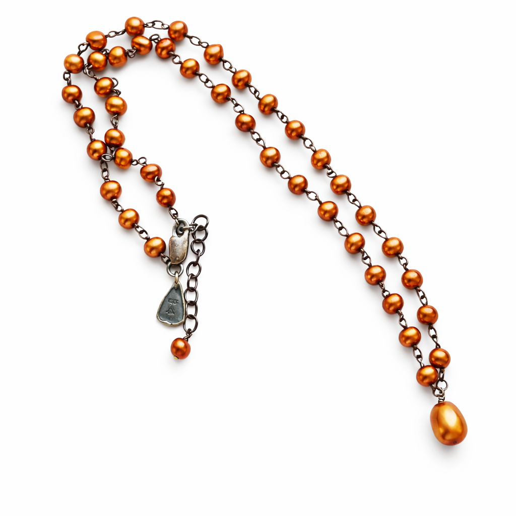 Pre-Owned Silpada Copper Freshwater Pearl Necklace - Retired Design