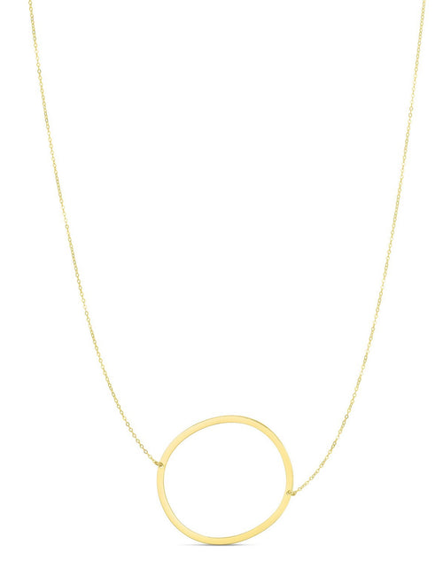 Load image into Gallery viewer, 14K Yellow Gold Large Open Circle Necklace – 18 Inch

