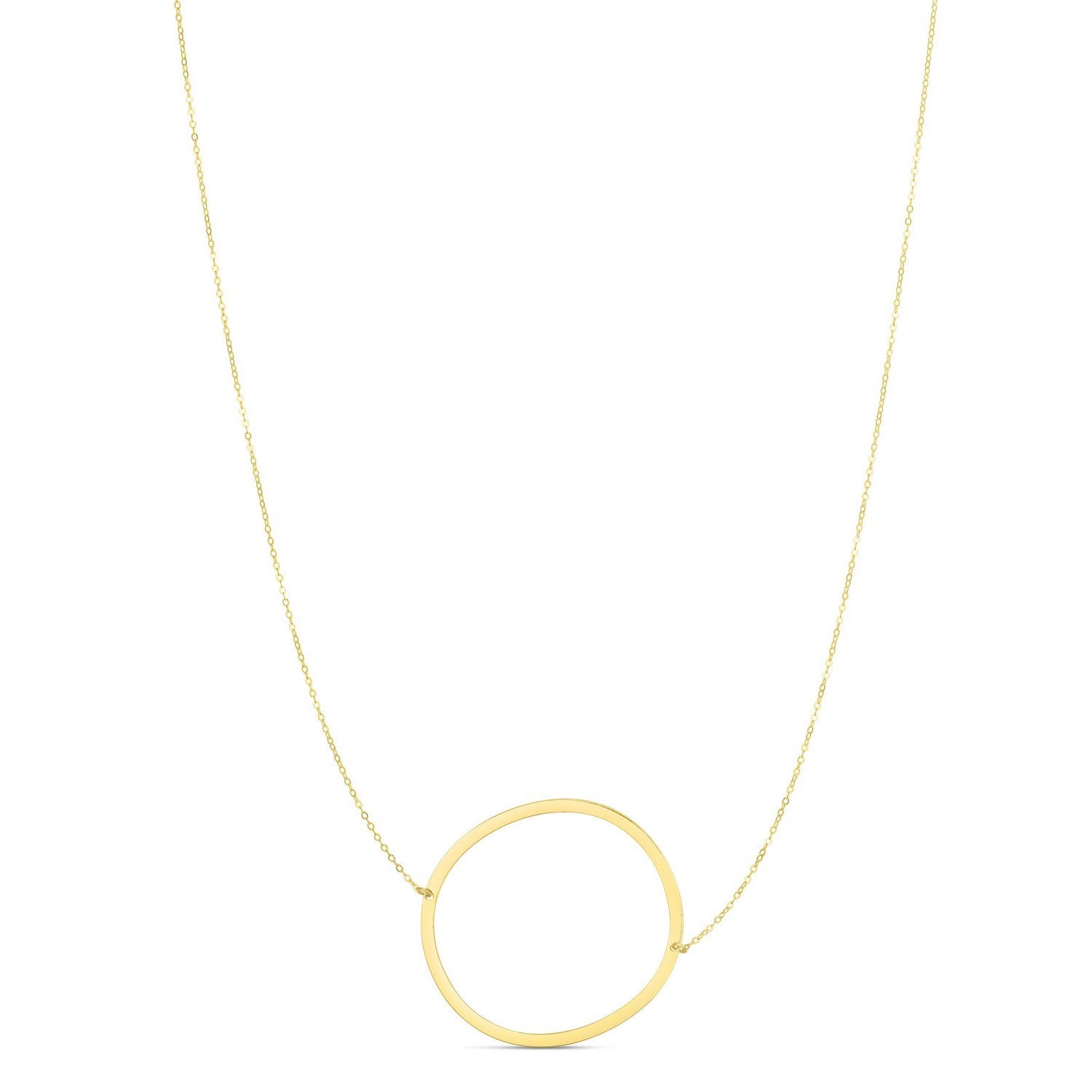 14K Yellow Gold Large Open Circle Necklace – 18 Inch