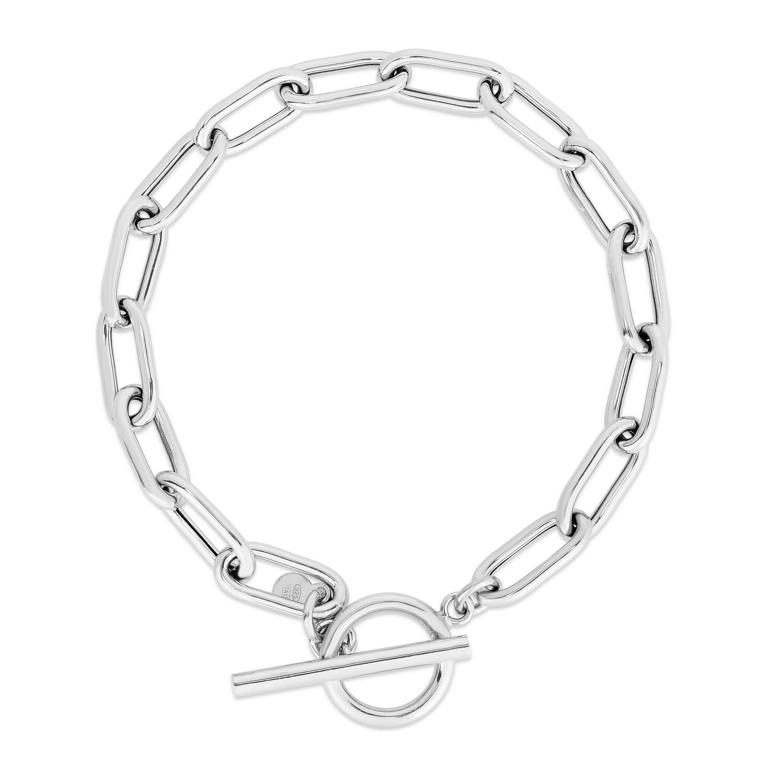 Sterling Silver Paperclip Toggle Bracelet
