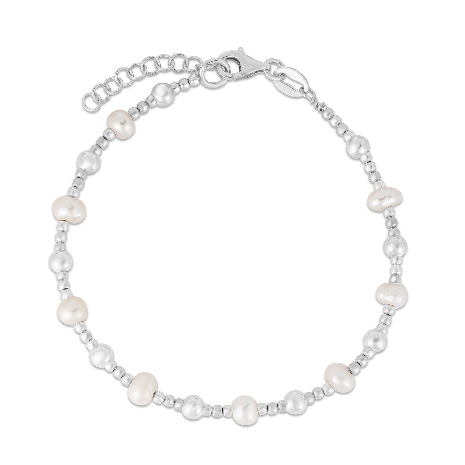 Sterling Silver Pearl and Bead Bracelet