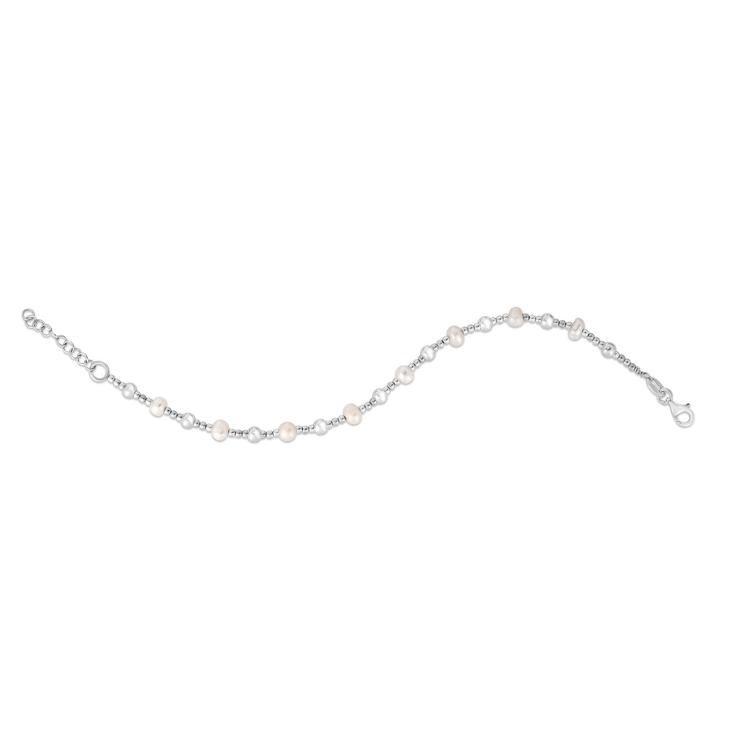 Sterling Silver Pearl and Bead Bracelet