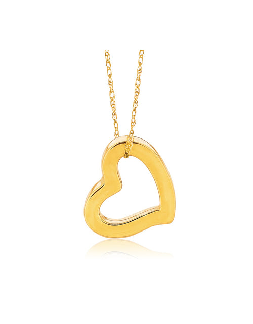 Load image into Gallery viewer, 14K Yellow Gold Open Heart Pendant Necklace 18 Inch
