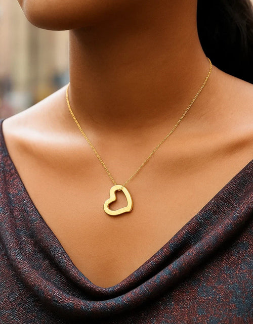Load image into Gallery viewer, 14K Yellow Gold Open Heart Pendant Necklace 18 Inch
