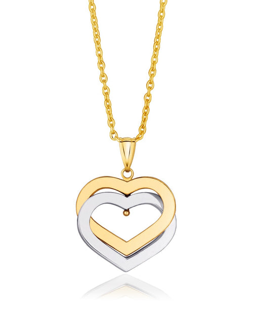 Load image into Gallery viewer, 14K Two-Tone Gold Intertwined Moving Hearts Necklace 18 Inch
