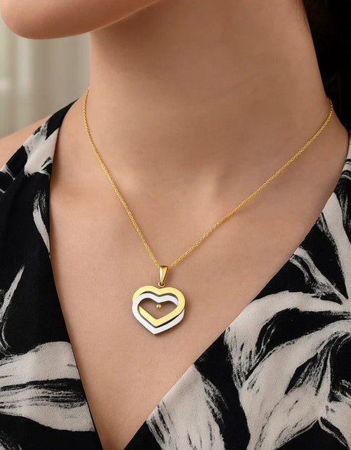 Load image into Gallery viewer, 14K Two-Tone Gold Intertwined Moving Hearts Necklace 18 Inch
