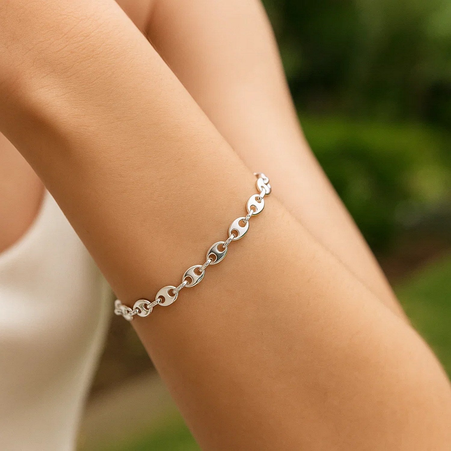 Sterling Silver Puffed Mariner Bracelet