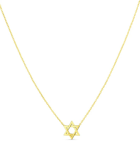 14K Yellow Gold Star of David Necklace – 18 Inch