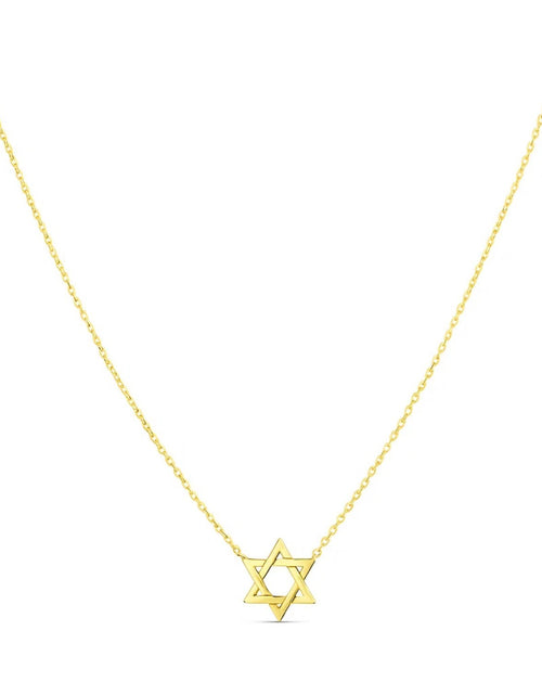 Load image into Gallery viewer, 14K Yellow Gold Star of David Necklace – 18 Inch
