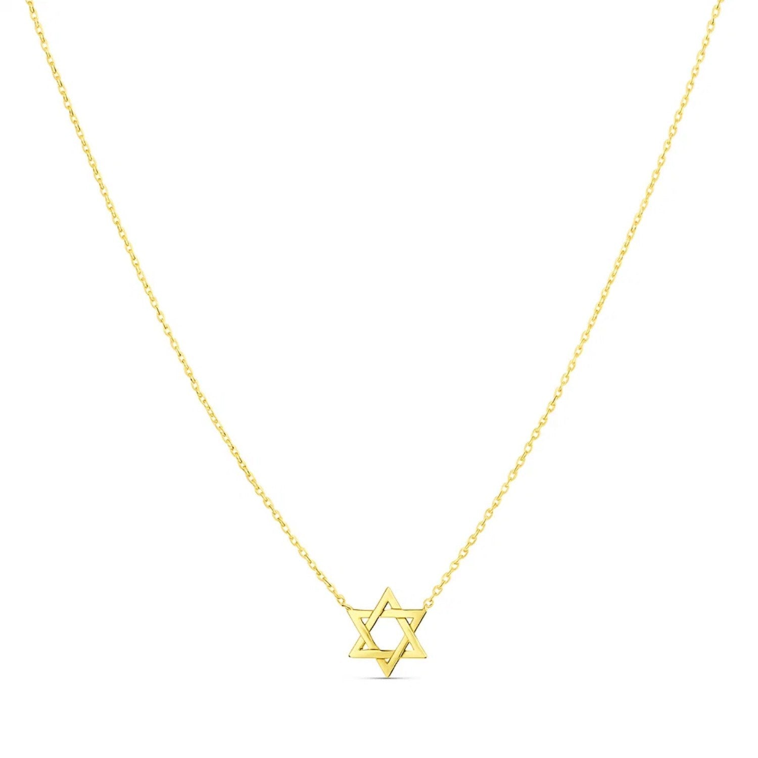 14K Yellow Gold Star of David Necklace – 18 Inch