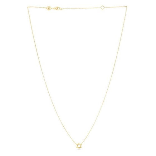 Load image into Gallery viewer, 14K Yellow Gold Star of David Necklace – 18 Inch
