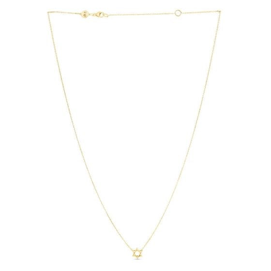 14K Yellow Gold Star of David Necklace – 18 Inch