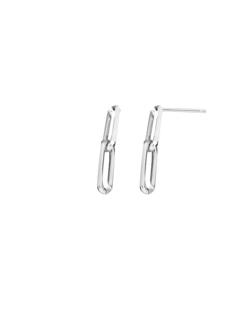 Load image into Gallery viewer, Sterling Silver Paperclip Link Dangle Earrings
