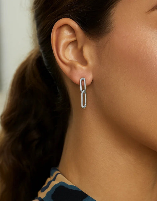 Load image into Gallery viewer, Sterling Silver Paperclip Link Dangle Earrings
