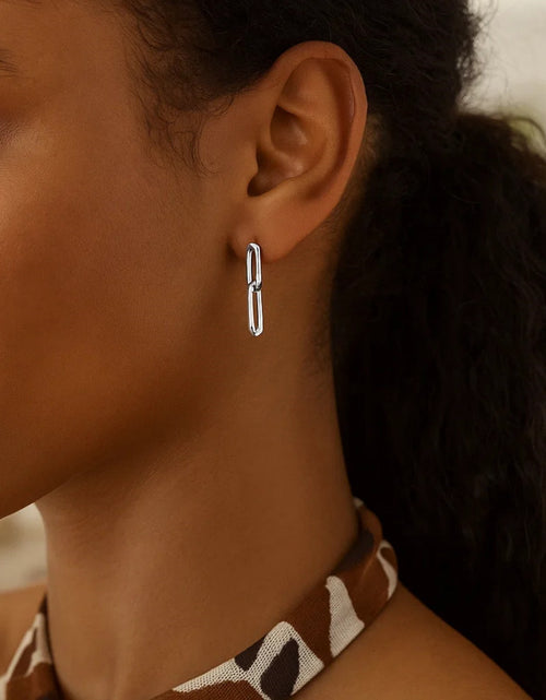 Load image into Gallery viewer, Sterling Silver Paperclip Link Dangle Earrings
