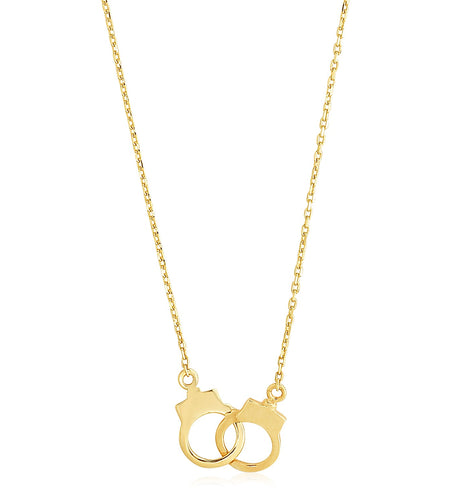 14K Yellow Gold Interlocking Handcuff Necklace 18 Inch