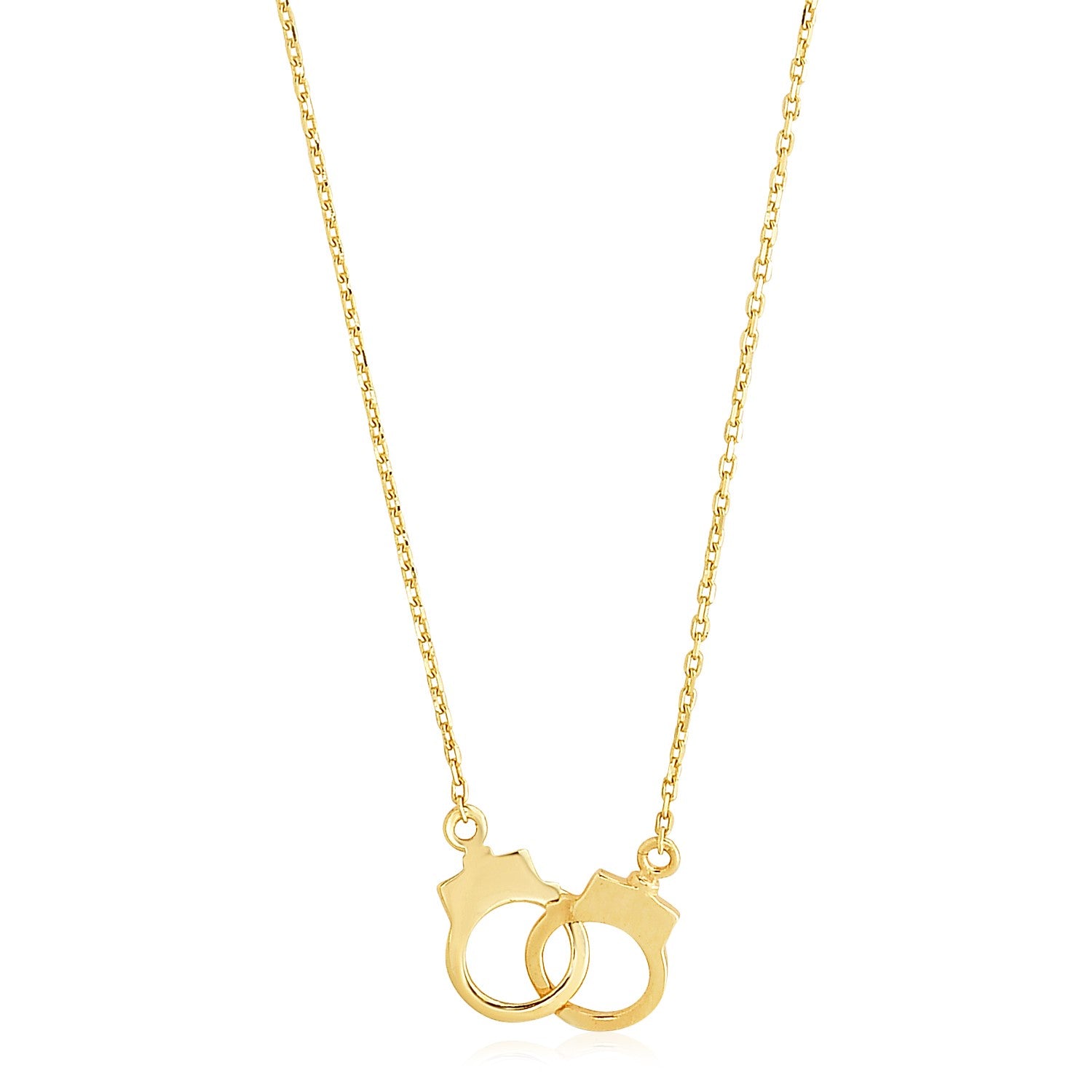 14K Yellow Gold Interlocking Handcuff Necklace 18 Inch