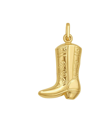 14K Yellow Gold Cowboy Boot Charm Pendant