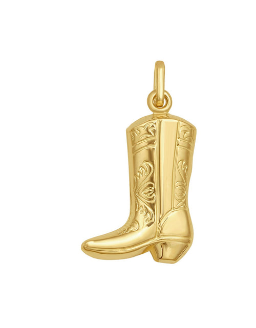 Load image into Gallery viewer, 14K Yellow Gold Cowboy Boot Charm Pendant
