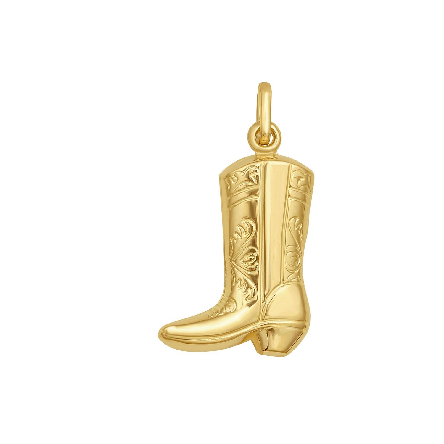 14K Yellow Gold Cowboy Boot Charm Pendant
