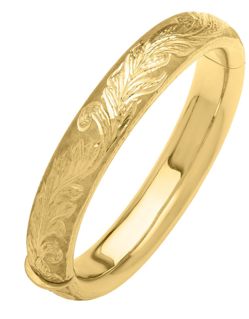 Load image into Gallery viewer, 14K Yellow Gold Engraved Florentine Bangle – 27.7g, 12mm
