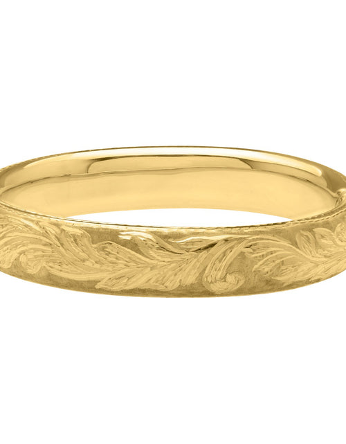 Load image into Gallery viewer, 14K Yellow Gold Engraved Florentine Bangle – 27.7g, 12mm
