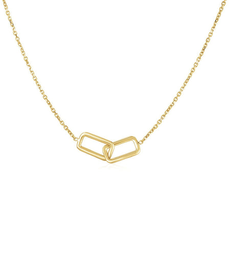 14K Yellow Gold Interlocking Rectangle Necklace