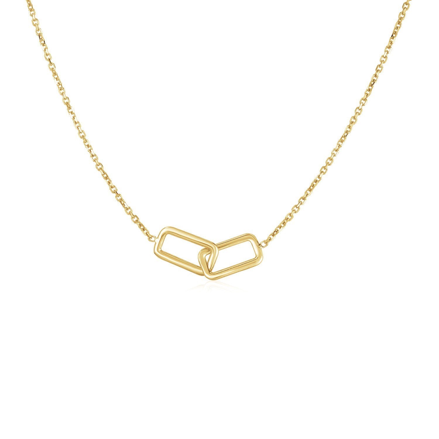 14K Yellow Gold Interlocking Rectangle Necklace