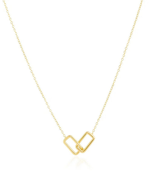 Load image into Gallery viewer, 14K Yellow Gold Interlocking Rectangle Necklace
