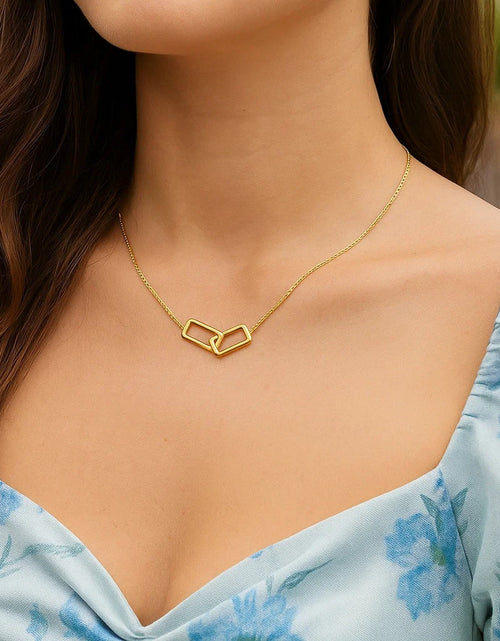 Load image into Gallery viewer, 14K Yellow Gold Interlocking Rectangle Necklace
