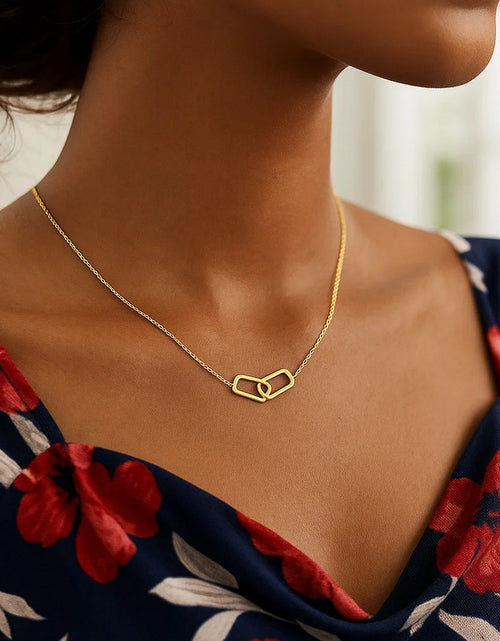 Load image into Gallery viewer, 14K Yellow Gold Interlocking Rectangle Necklace
