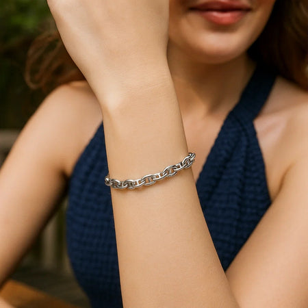 Sterling Silver Puffed Mariner Bracelet