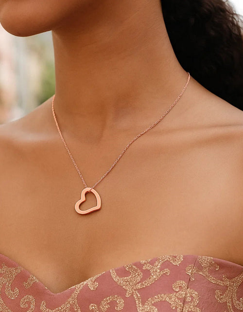 Load image into Gallery viewer, 14K Rose Gold Open Heart Pendant Necklace 18" Cable Chain
