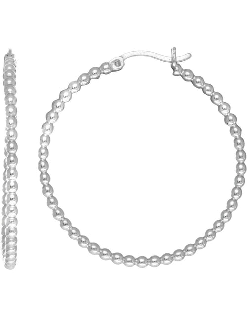 Load image into Gallery viewer, Sterling Silver Beaded Hoop Earrings
