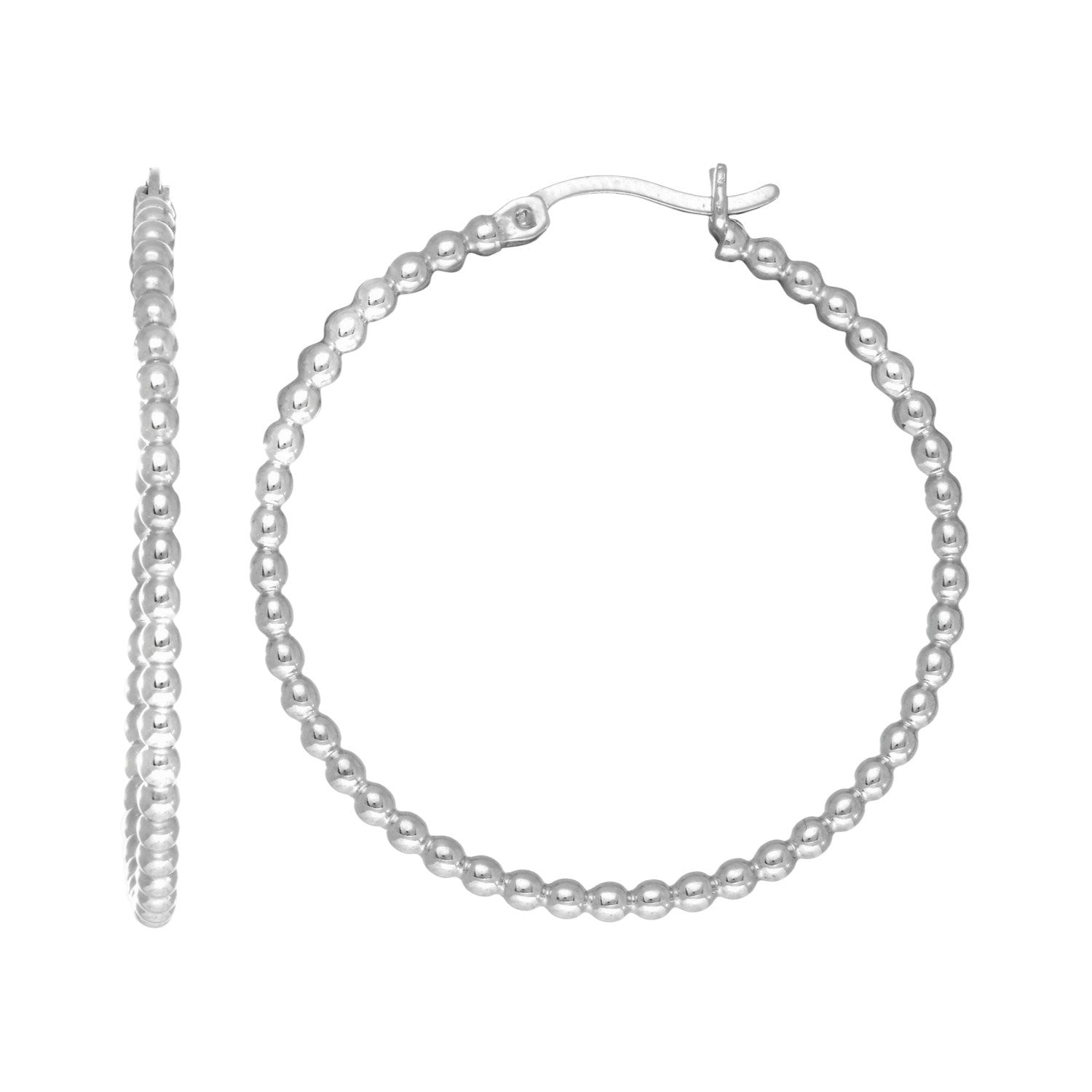 Sterling Silver Beaded Hoop Earrings