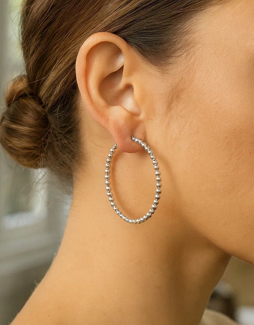 Load image into Gallery viewer, Sterling Silver Beaded Hoop Earrings
