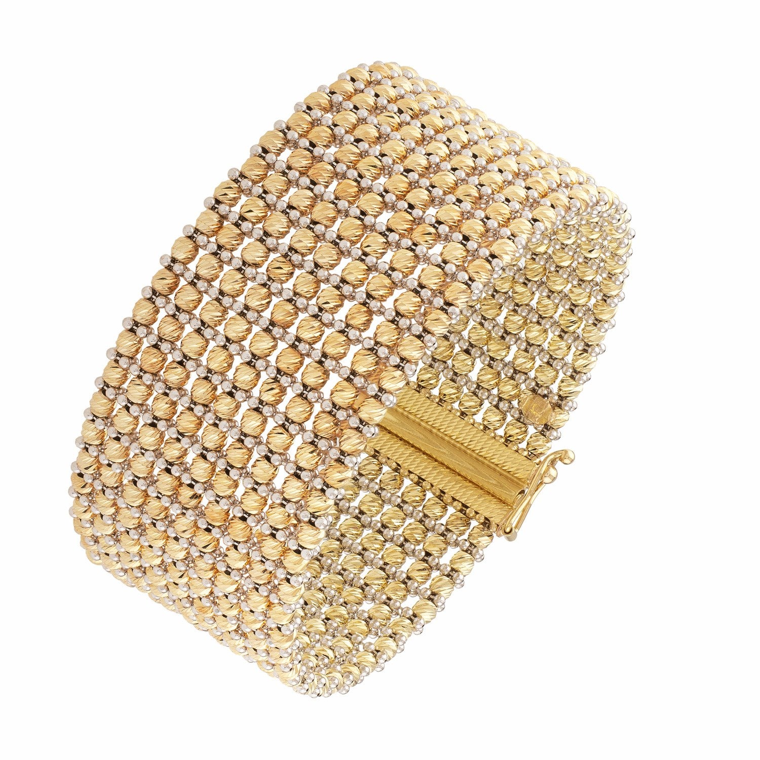 14K Two-Tone Gold Large Red Carpet Multi-Strand Bracelet – 25.4mm