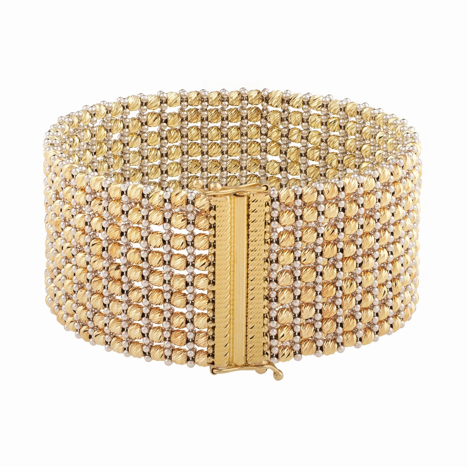 14K Two-Tone Gold Large Red Carpet Multi-Strand Bracelet – 25.4mm