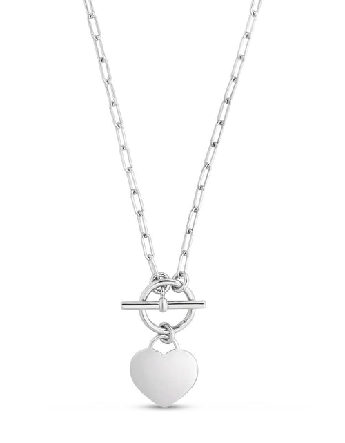 Load image into Gallery viewer, Sterling Silver Rhodium Plated Heart Toggle Necklace
